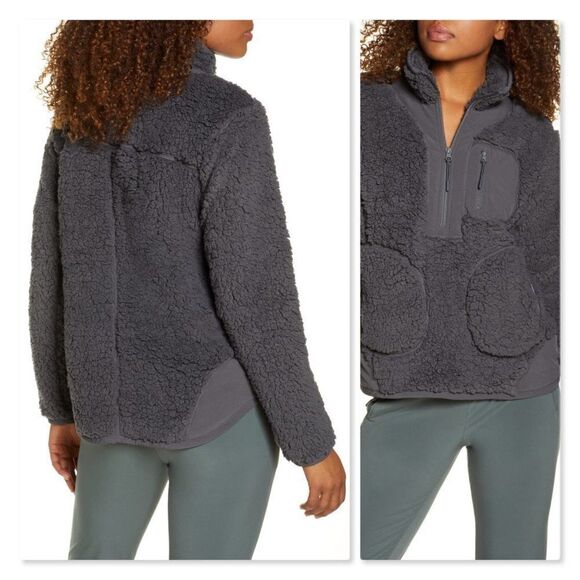 Zella Faux Shearling Pullover sz XL in Grey Forged - Picture 2 of 13